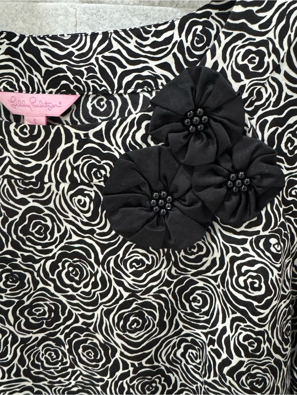 Lilly Pulitzer Puff-sleeve Blouse Black & White Floral Small